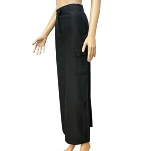 Y2K Bebe Cargo Maxi Skirt Size 2 Black Grunge Goth Night Out Concert Stretchy
